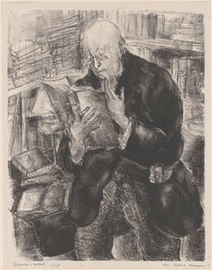 Lesender Mann in einer Bibliothek von Luc Albert Moreau (signed by artist)