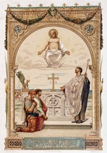Der heilige Martin, Evangelisierer von Gallien unter dem Auge Christi - Chromolithographie nach einem Gemälde von Merson von Luc Oliver Merson