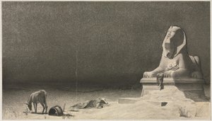 Die Rast auf der Flucht nach Ägypten recto, Skizze einer Sphinx verso, ca. 1879-80