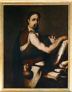 Philosoph mit einer Feldflasche am Gürtel