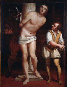 Christus an der Säule oder die Geißelung. Gemälde von Luca Cambiaso (1527-1585)