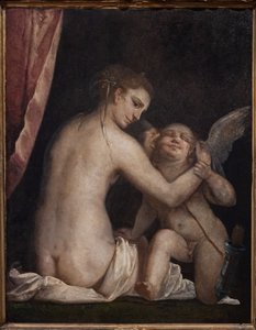 Fontanellato, Labirinto della Masone, Franco Maria Ricci Kunstsammlung: "Venus verbindet Amor die Augen" von Luca Cambiaso