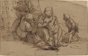 Heilige Familie mit dem kleinen Johannes dem Täufer von Luca Cambiaso