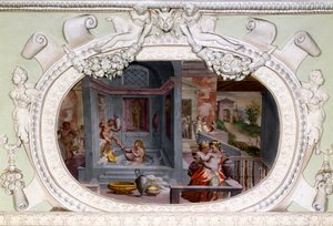 Szenen von Bad und Verführung. Fresko von Luca Cambiaso von Luca Cambiaso