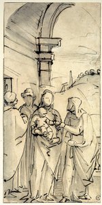 Die Heilige Familie mit den Heiligen Anna und Joachim von Luca Cambiaso