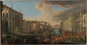 Regatta auf dem Canal Grande zu Ehren von Friedrich IV. von Dänemark von Luca Carlevarijs