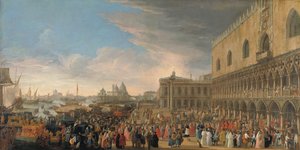 Der Einzug des französischen Botschafters in Venedig im Jahr 1706 von Luca Carlevarijs
