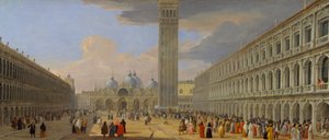 Piazza San Marco, Venedig, um 1709 von Luca Carlevaris