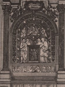 Altar der Kirche Santa Maria delle Grazie, von Luca della Robbia, Montepulciano, Toskana, Italien, Holzschnitt aus Le cento città d