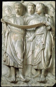 La cantoria oder singende Kinder im Chor - Marmorrelief von Luca della Robbia (ca. 1400-1482), Quattrocento