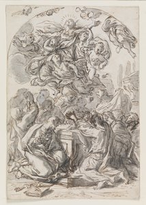 Himmelfahrt der Jungfrau; Rückseite: Kopf einer Frau und eines Kindes von Luca Giordano