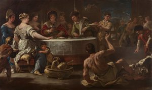 Der reiche Mann und der arme Lazarus, 1680. von Luca Giordano