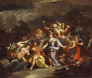 Minerva als Patronin der Künste und Wissenschaften von Luca Giordano