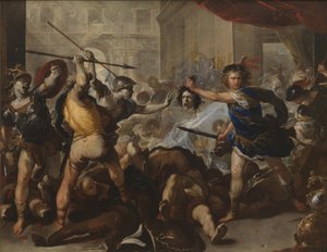 Perseus verwandelt Phineas und seine Anhänger in Stein von Luca Giordano