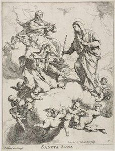 Die Heilige Anna wird von Christus und der Jungfrau Maria in den Himmel aufgenommen