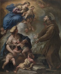 Die Jungfrau und das Kind erscheinen dem heiligen Franz von Assisi von Luca Giordano