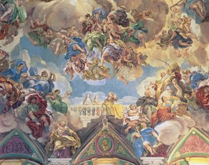 Triumph der Habsburger (unterer Teil der Decke) von Luca Giordano