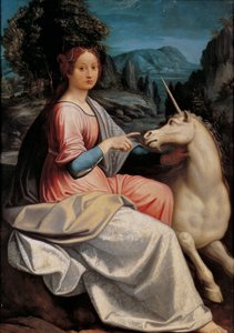 Dame und Einhorn, 1534-1540 von Luca Longhi
