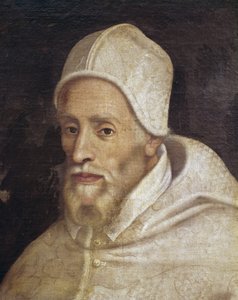 Porträt von Papst Paul III. (1468-1549), Gemälde von Luca Longhi (1507-1580)