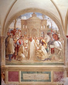Benedikt sendet Maurus nach Frankreich und Placidus nach Sizilien (Fresko von Luca Signorelli, 1497)