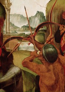 Das Martyrium des heiligen Sebastian, Detail eines Bogenschützen (Detail) von Luca Signorelli