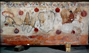 Ein Reiter und die verschiedenen Elemente seiner Rüstung