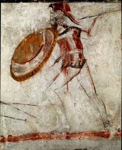 Ein Krieger mit Speer und Schild