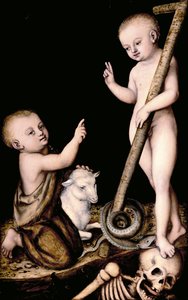 Christus und Johannes der Täufer als Kinder, um 1535 von Lucas Cranach the Elder