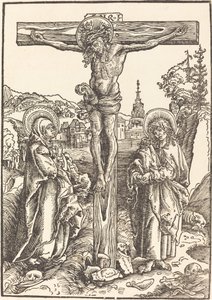 Christus am Kreuz zwischen der Jungfrau und dem heiligen Johannes