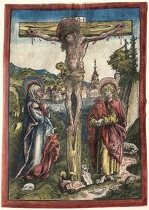 Christus am Kreuz zwischen der Jungfrau und dem Heiligen Johannes, 1503 von Lucas Cranach the Elder