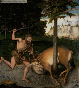 Herkules fängt die Keryneische Hirschkuh, aus den Arbeiten des Herkules von Lucas Cranach the Elder