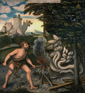 Herkules und die lernäische Schlange. Aus der Serie der Taten des Herkules von Lucas Cranach the Elder