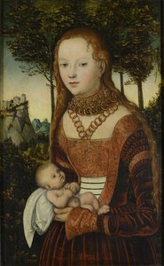 Junge Mutter mit Kind (sog. „Buße des heiligen Johannes Chrysostomos“) / Die vom heiligen Chrysostomos vergewaltigte Prinzessin von Lucas Cranach the Elder