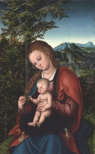Madonna und Kind in einer Landschaft von Lucas Cranach the Elder