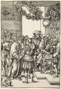 Pilatus wäscht seine Hände, aus Die Passion von Lucas Cranach the Elder