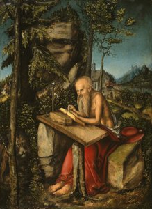 Heiliger Hieronymus in einer felsigen Landschaft