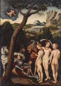Das Urteil des Paris, um 1528 von Lucas Cranach the Elder