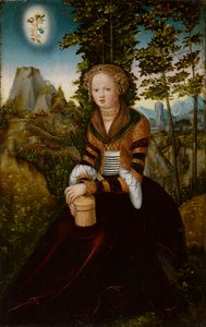 Die Magdalena sitzt vor einem Baum von Lucas Cranach the Elder