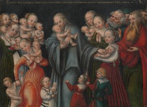 Christus segnet die Kinder, ca. 1545-50 von Lucas Cranach the Younger