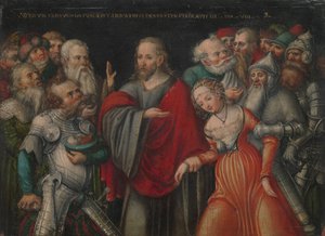 Christus und die Ehebrecherin, ca. 1545-50 von Lucas Cranach the Younger