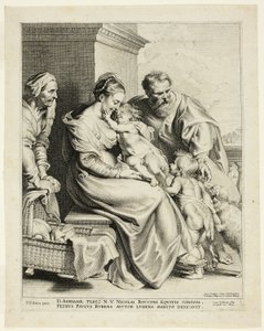 Die Heilige Familie mit der heiligen Elisabeth und dem kleinen Johannes dem Täufer von Lucas Emil Vorsterman