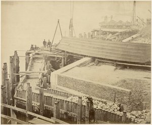 Bau des erweiterten Limehouse-Beckens, London, Mai 1869