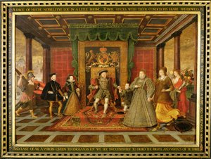 Die Familie von Heinrich VIII: Eine Allegorie der Tudor-Nachfolge (ca. 1572) von Lucas de Heere
