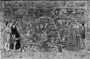 Das Turnier, Brüsseler Werkstatt, ca. 1582-85 (Wandteppich) von Lucas de Heere