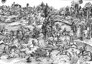Hirschjagd auf dem Land von Lucas the Elder (after) Cranach