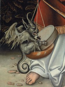 Der Erzengel Michael hält die Waage der Gerechtigkeit (Detail)