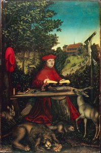 Kardinal Albrecht von Brandenburg (1490-1545) als Heiliger Hieronymus, von Lucas Cranach dem Älteren von Lucas the Elder Cranach