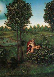 Detail des Paradieses, um 1530 von Lucas the Elder Cranach