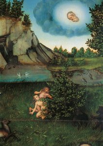 Detail des Paradieses, um 1530 von Lucas the Elder Cranach