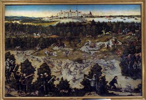 Jagd zu Ehren von Karl V. auf Schloss Torgau in Deutschland